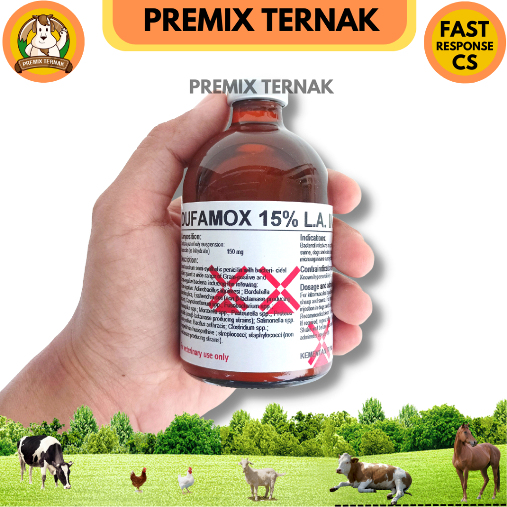 DUFAMOX LA 15% INJ 100 ML - mirip BETAMOX INTRAMOX LONGAMOX