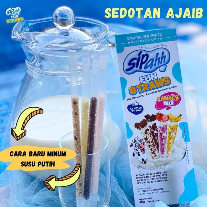 

✨Rilis✔️Sipahh Fun Straw pack 1's / sedotan susu unik pemberi rasa Sipah