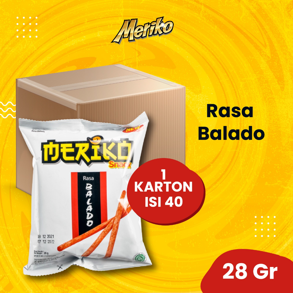 

Meriko Rasa Balado 28gr 1 Karton isi 40 Pcs Cemilan Renyah dan Lezat