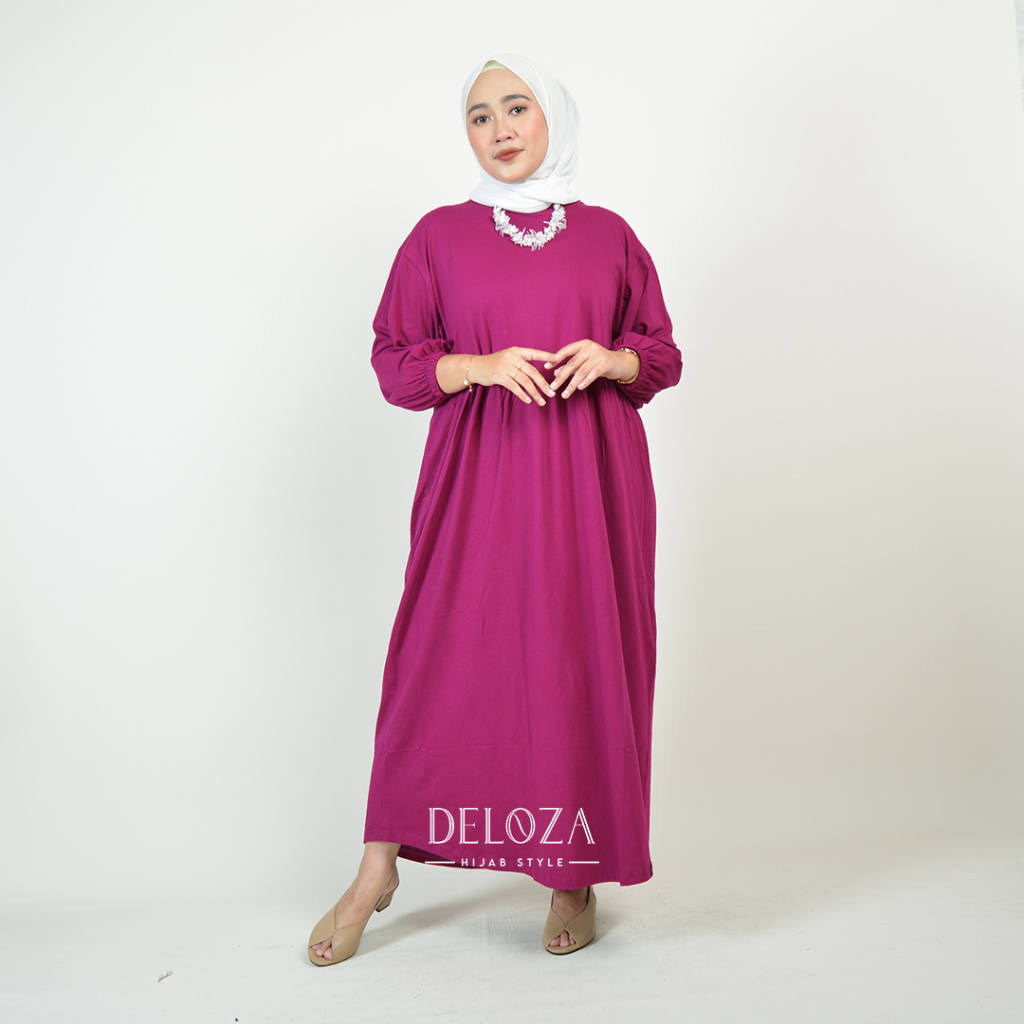 Balena Midi Dress Tunik Kaos Katun Polos Kekinian - Dress Cotton Combed By Deloza