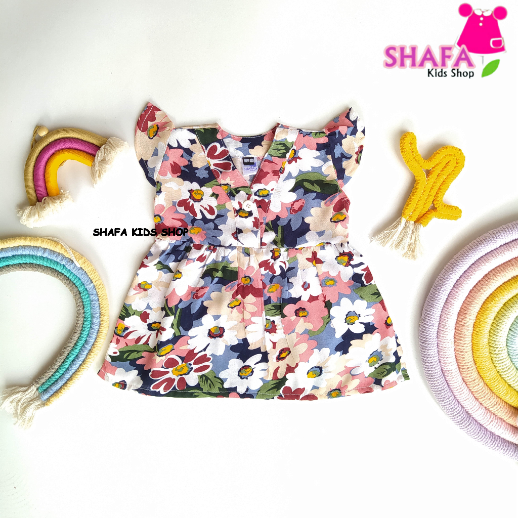 DRESS BAYI PEREMPUAN USIA 3-18 BULAN RAYON VISCOSE / BAJU BAYI PEREMPUAN / BAJU DRESS ANAK / PREMIUM / SHAFA KIDS SHOP MTF-011