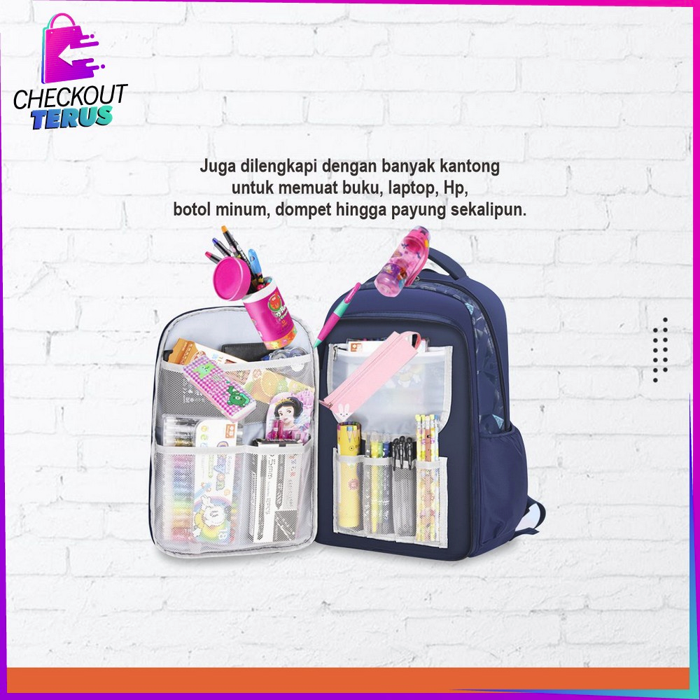 CT T49 Tas Sekolah Anak Perempuan Waterproof TK SD Model Pelangi Kids Bag Backpack Multifungsi Ransel Remaja Anti Air Lucu Aesthetic