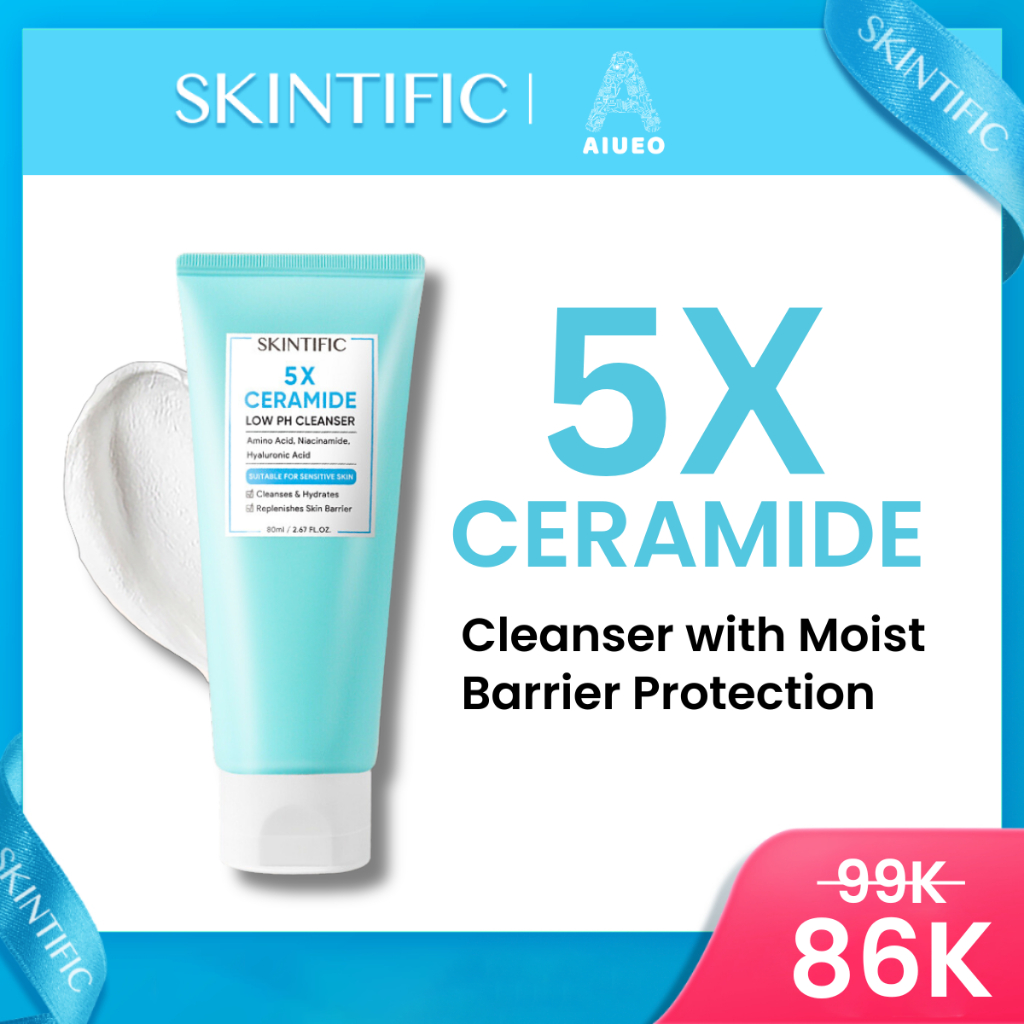 [FLASH SALE] - SKINTIFIC 5X Ceramide Low pH Cleanser Facial Wash Gentle Cleanser For Sensitive Skin 80ml Face Wash Sabun Cuci Muka Pembersih Pencuci Muka