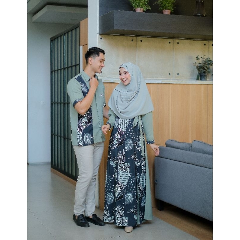 Baju Muslim Gamis Atiya Rayya Batik Couple