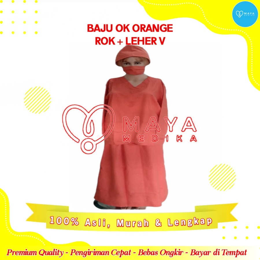 Baju OK Orange Lengan Panjang Baju Leher V Rok