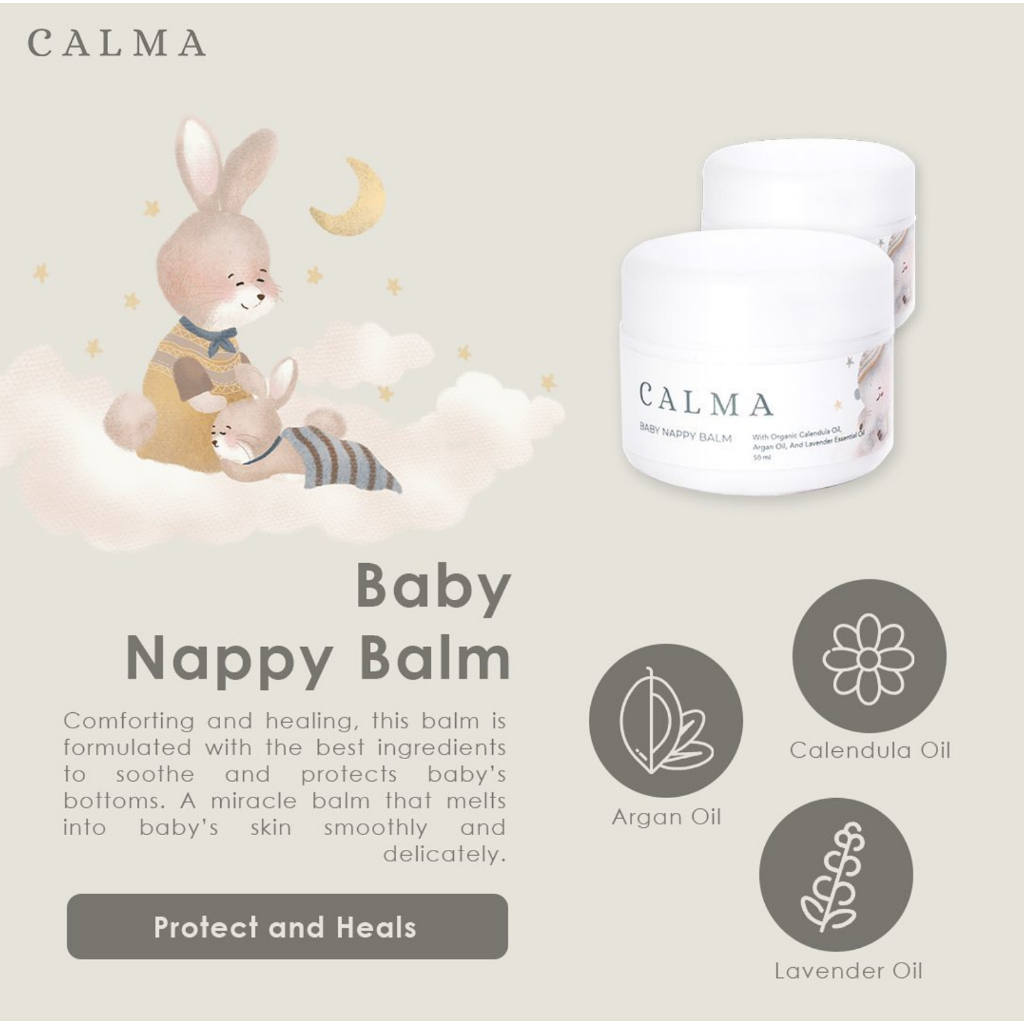 Calma Baby Nappy Balm 50ml -  Cream Ruam Popok Baby For Sensitive Skin Nappy Balm Alcohol Free