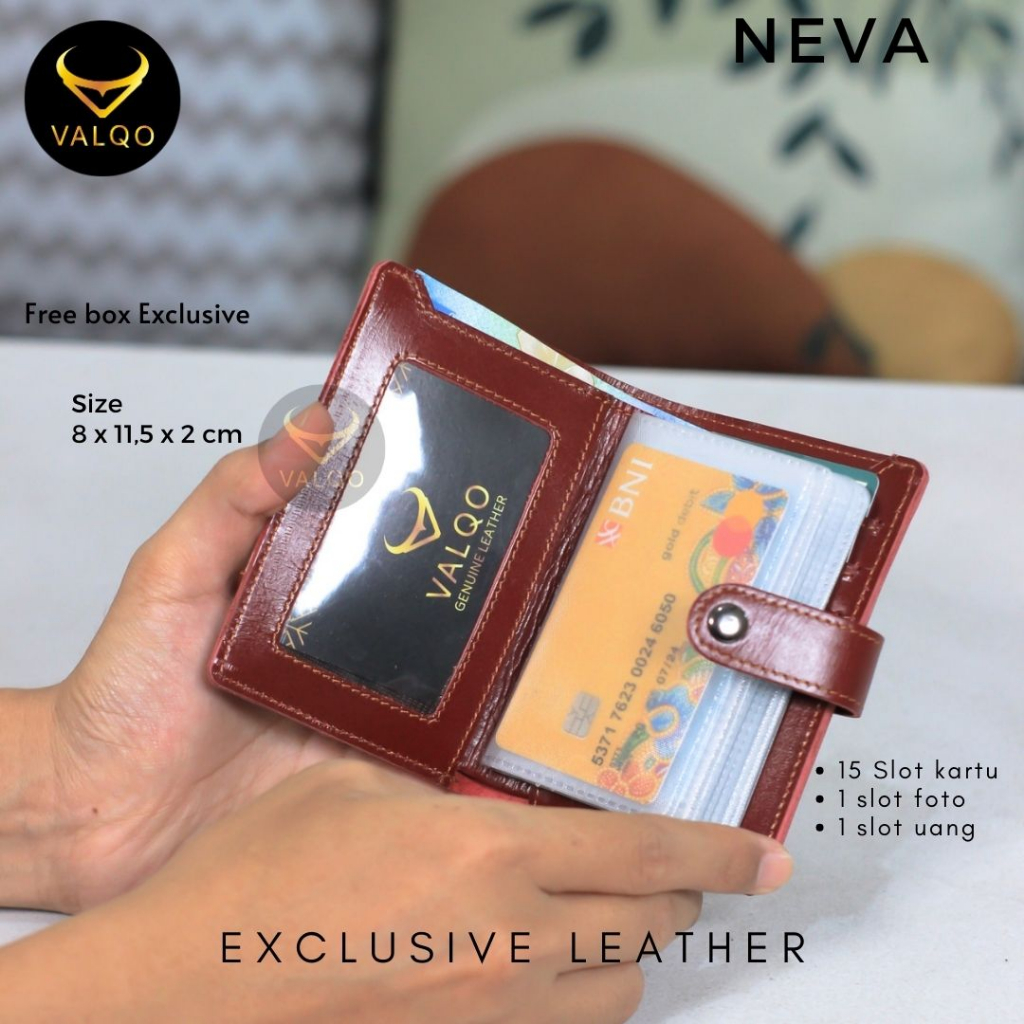 [VALQO] NEVA Dompet kartu Kulit sapi Dompet Kecil Dompet Wanita Dompet Pria Dompet Kartu Nama ID Card Holder