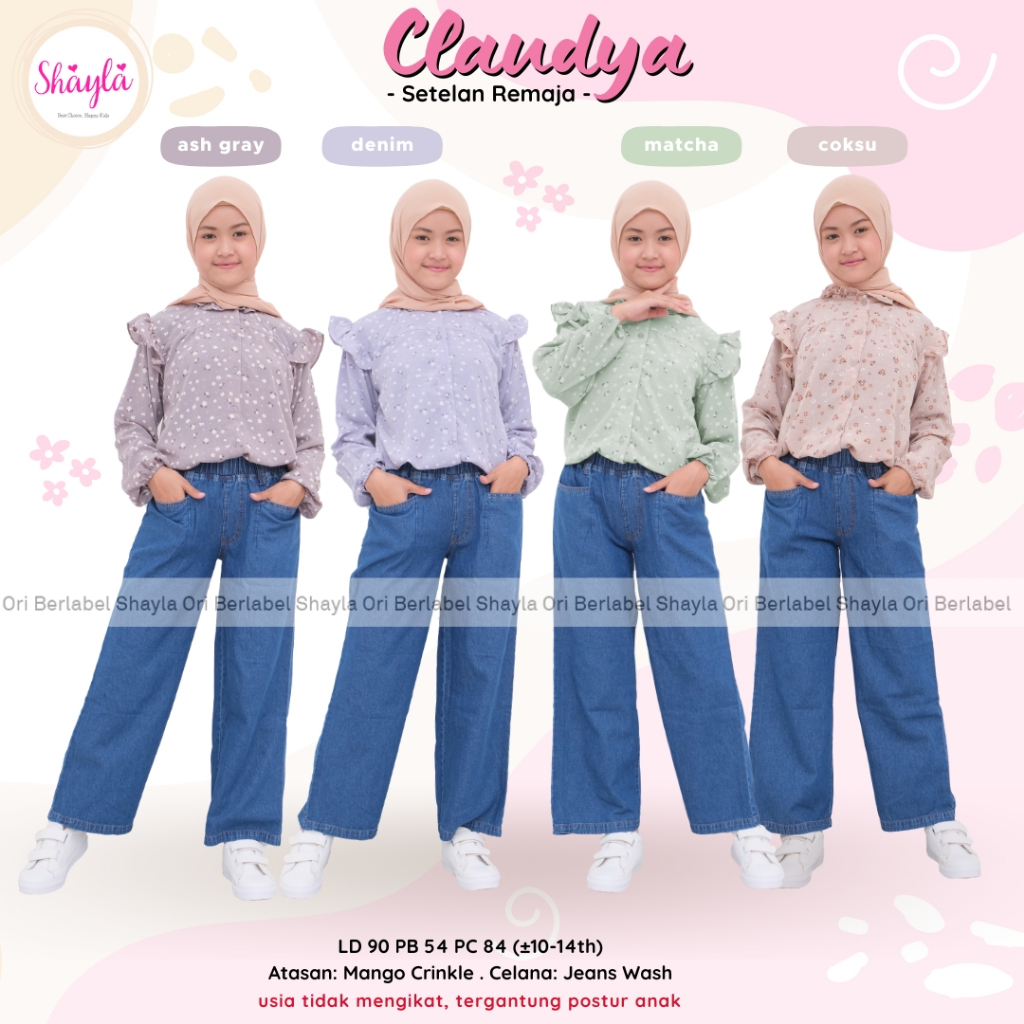 COD Setelan Terbaru Atasan Lengan Panjang Cantik Dan Elegant Dengan Celana Jeans Remaja Perempuan 10
