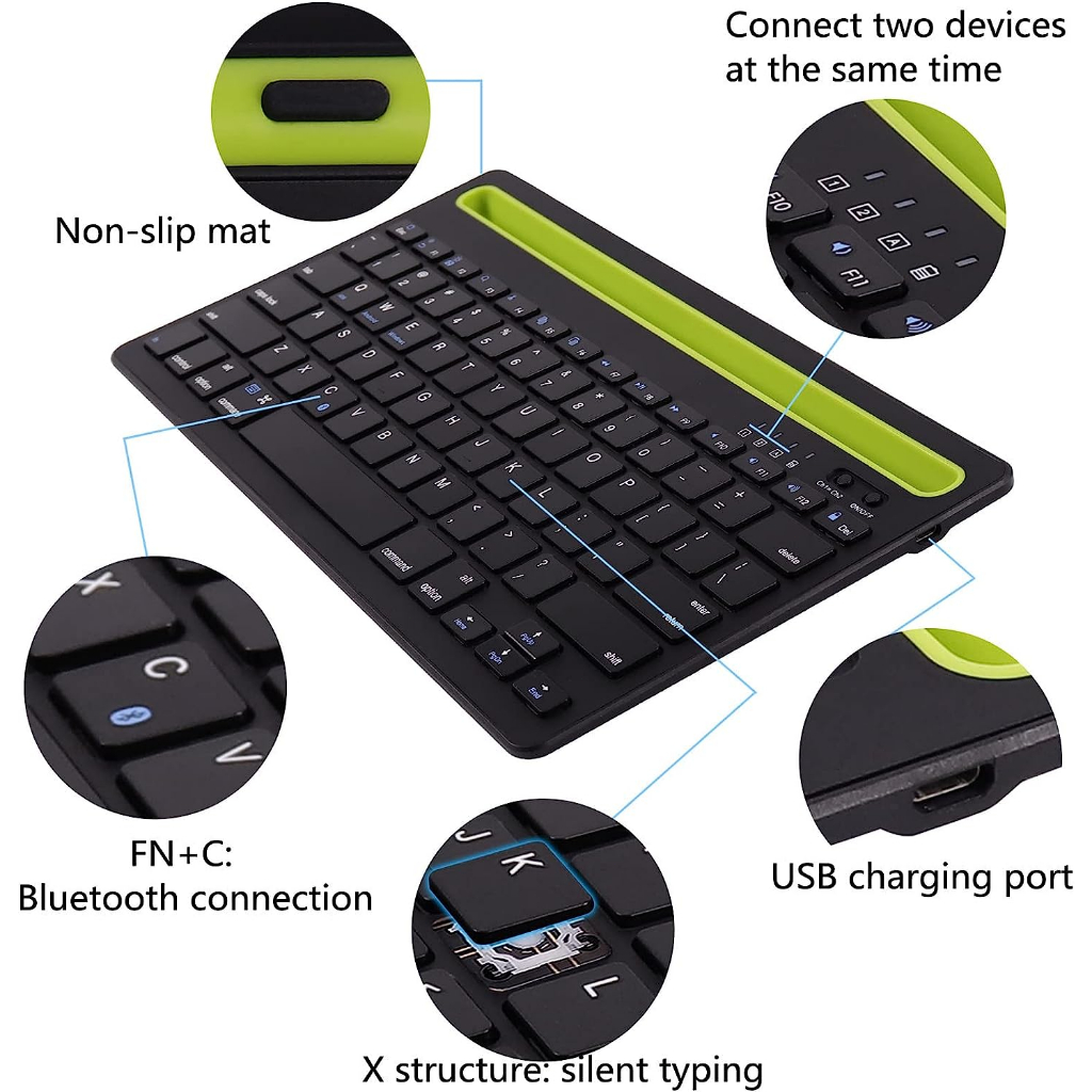 Actual 【COD】Keyboard Bluetooth Nirkabel, Keyboard Mode Ganda (Bluetooth + 2.4G), Keyboard Laptop dengan Groove, Kompatibel dengan Komputer, Mac, MacBook, Laptop, PC, iPad, Ponsel Tablet iOS/Android dengan Keypad Numerik