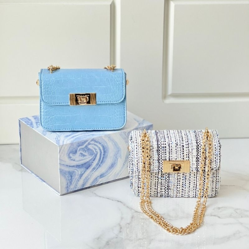 TAS RAJUT||BLUE RAJUT||FREEBOX|SHOULDER BAG||TAS SELEMPANG WANITA||TAS CANTIK||TAS KECE||TAS PESTA||