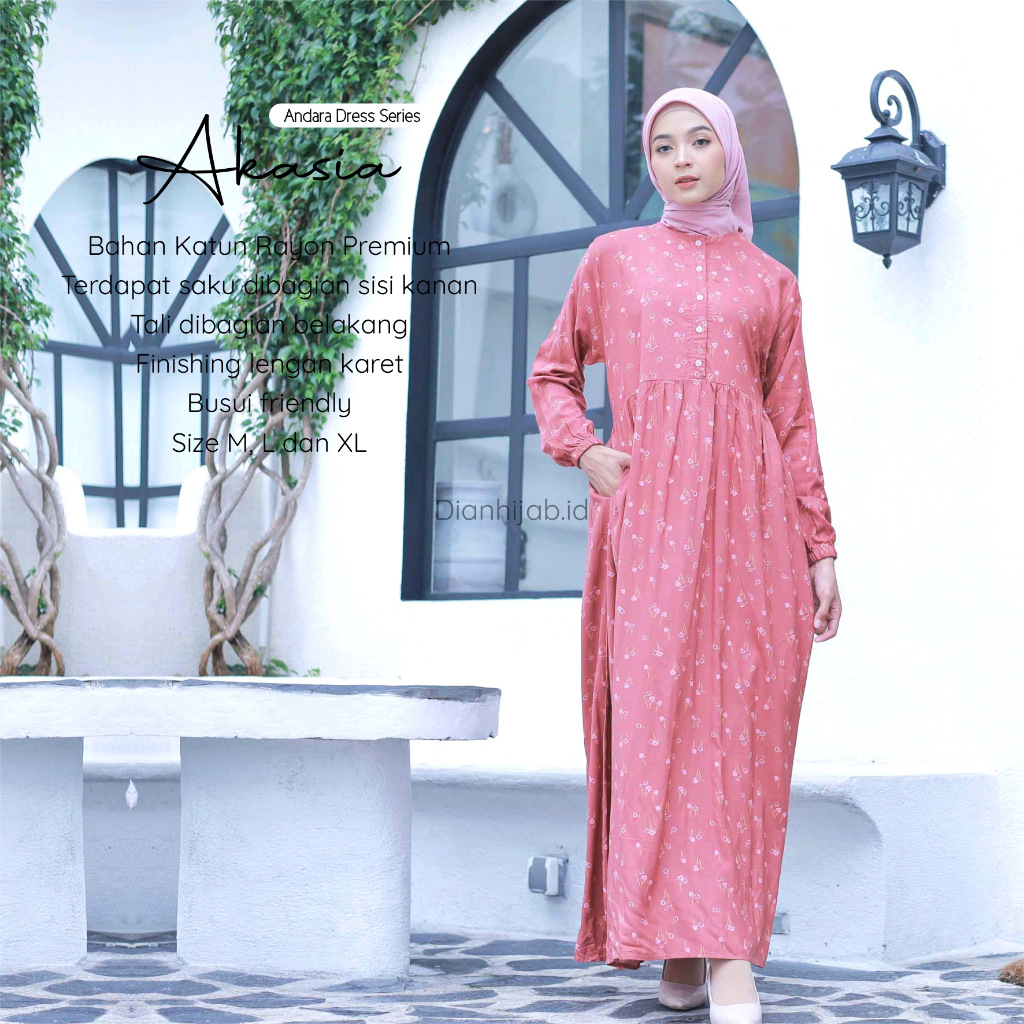 Gamis Dewasa Homey Dress Andara Series By Dianhijab.id - Bahan Rayon Viscose Premium Gamis Dewasa Luxury Gamis Pengajian Adem Nyaman Dipakai - Bisa COD