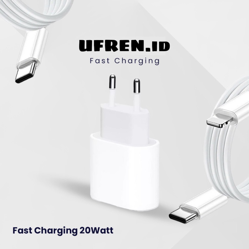 [GARANSI] Charger 20W Fast Charging Adaptor + Kabel Type C To Lightning