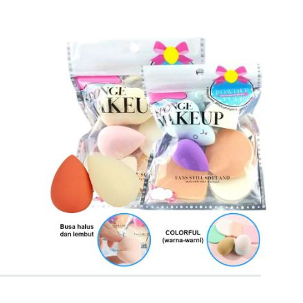 Spons Make Up Set 6IN1 Beauty Blender Sponge Bedak Isi 6 Pcs Powder Puff Foundation Makeup Puff Wajah Kemasan Plastik Import