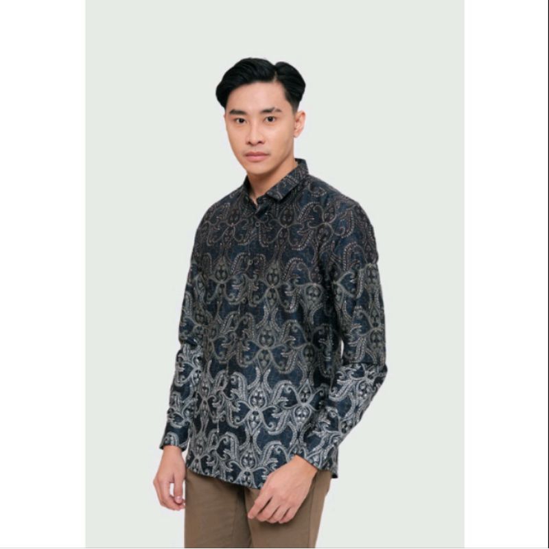 batik pria lengan panjang navy arsya