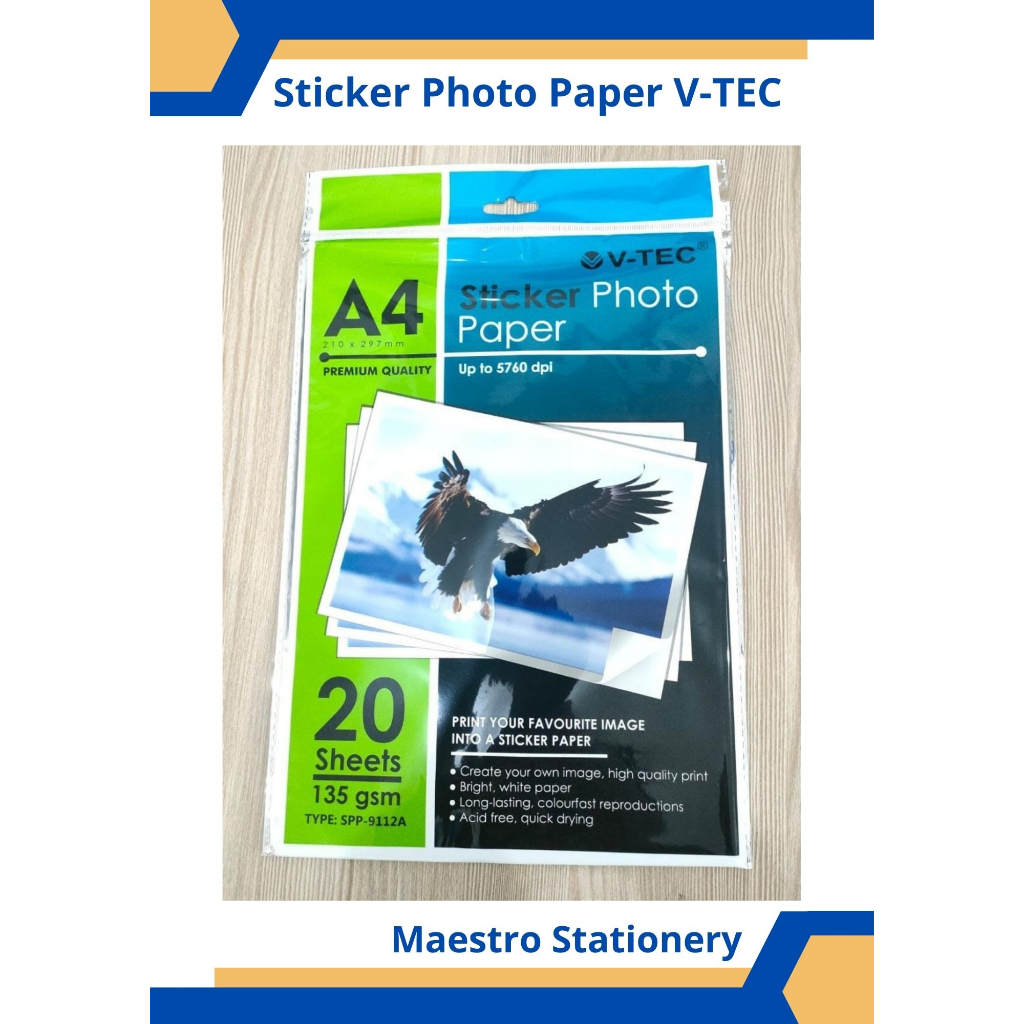 

STICKER FOTO V-TEC PHOTO PAPER A4 135 GSM SPP-9112A