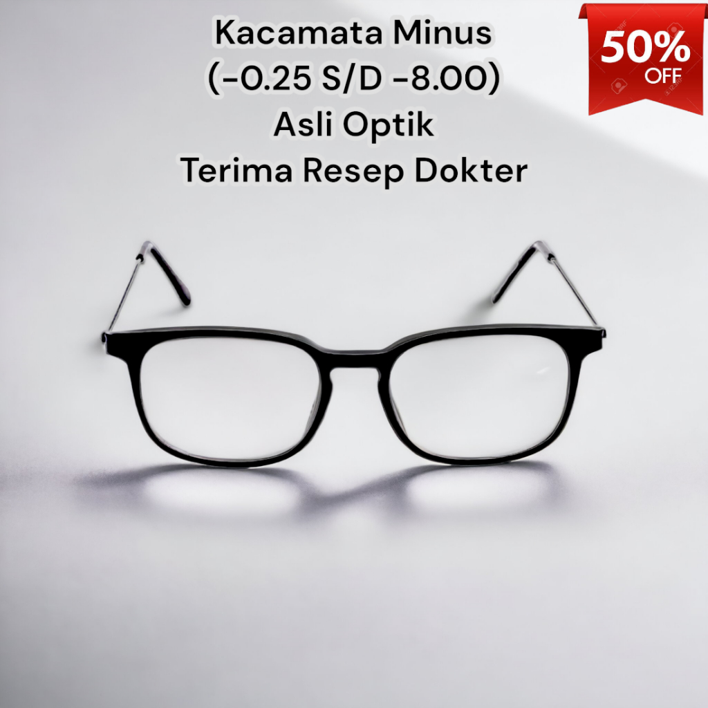 Kacamata Minus Persegi -0,25 S/D -800 Kacamata Minus Wanita Pria Murah Asli Optik Original