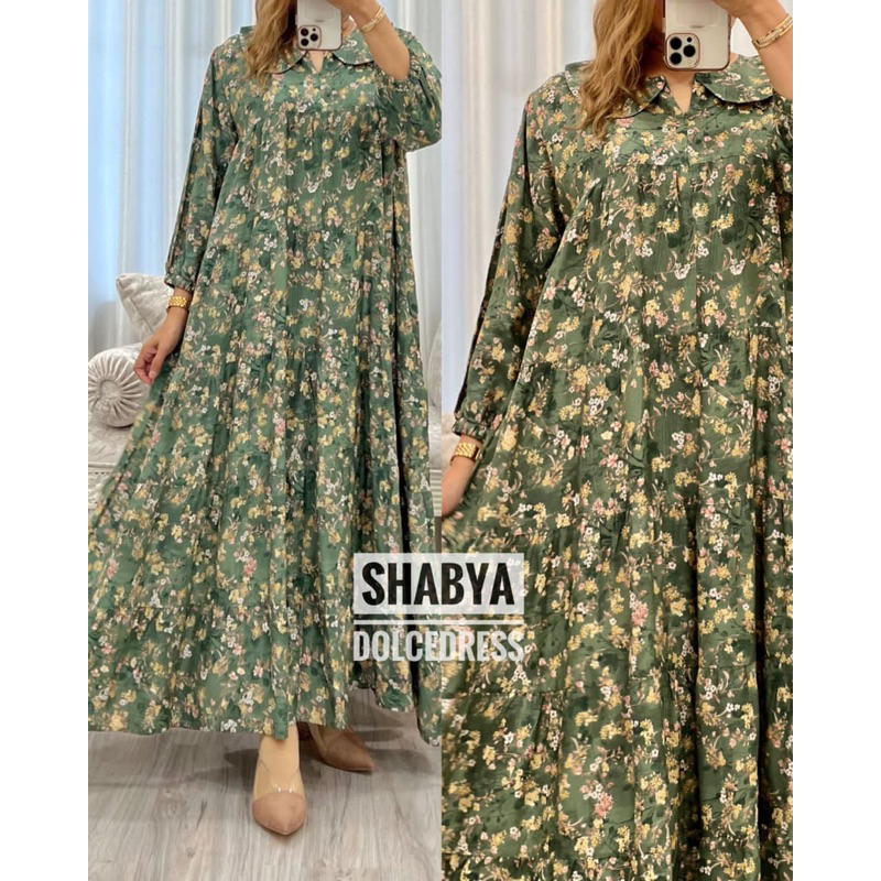 Daster Arab Dolce SHABYA Midi Dress Rayon Bumil Busui Flowy super klok