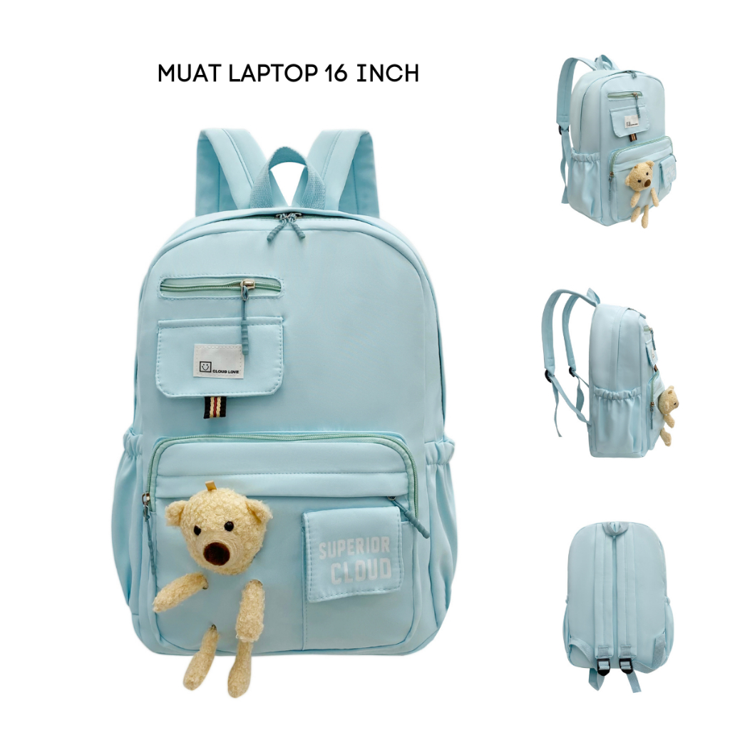 Tas Ransel Sekolah CLOUDS' LOVE 339 Backpack Remaja Muat Laptop 16inch Bahan Anti Air WATCHKITE WKOS