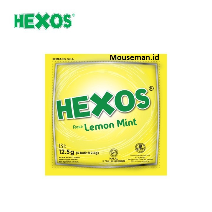 

HEXOS Sachet Permen Pelega Tenggorokan Kembang Gula Permen HEXOS Rasa Lemon Mint 12.5g (5butir@2.5g)