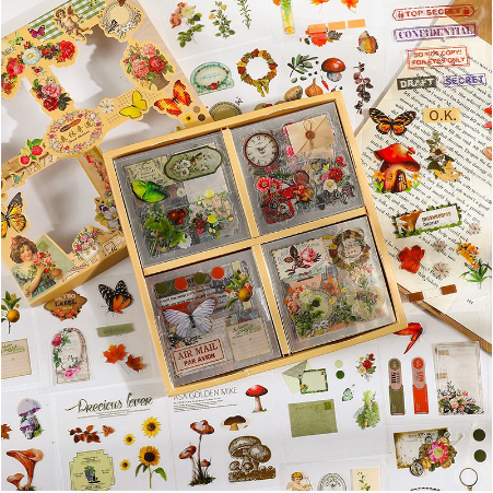 

sticker butterfly flower vintage scrapbook premium anti air - mimimoist