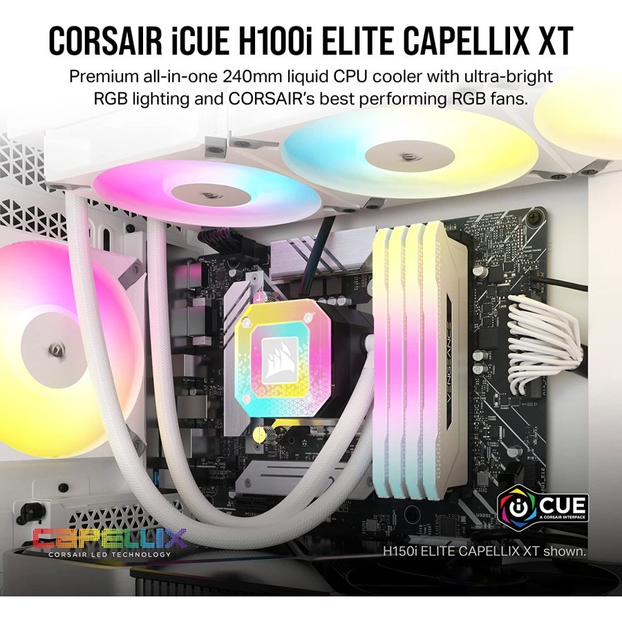 Corsair iCUE H100i Elite Capellix XT White Water Cooler / Cpu Cooler
