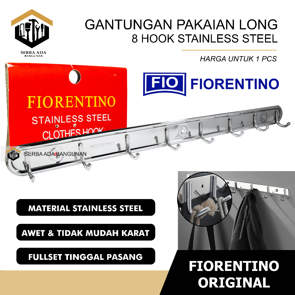 Gantungan Dinding baju Pakaian 5 kaitan Stainless Anti Karat Murah Minimalis Bagus