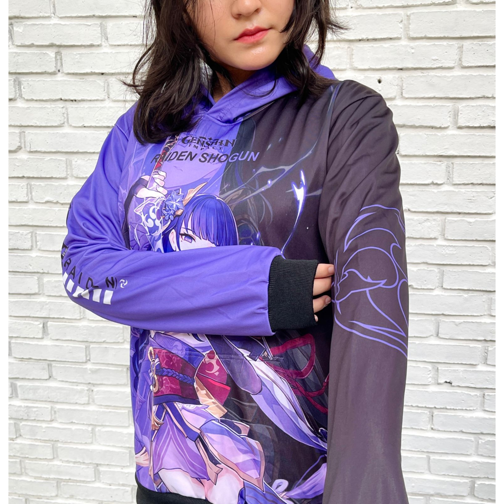 Hoodie Raiden Shogun Genshin Impact Anime Manga Fullprint Adidas Poly