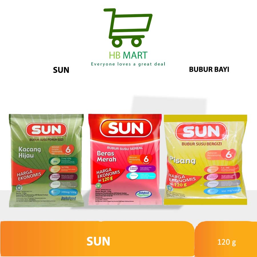 BUBUR BAYI SUN RASA KACANG HIJAU / PISANG / BERAS MERAH 120GR