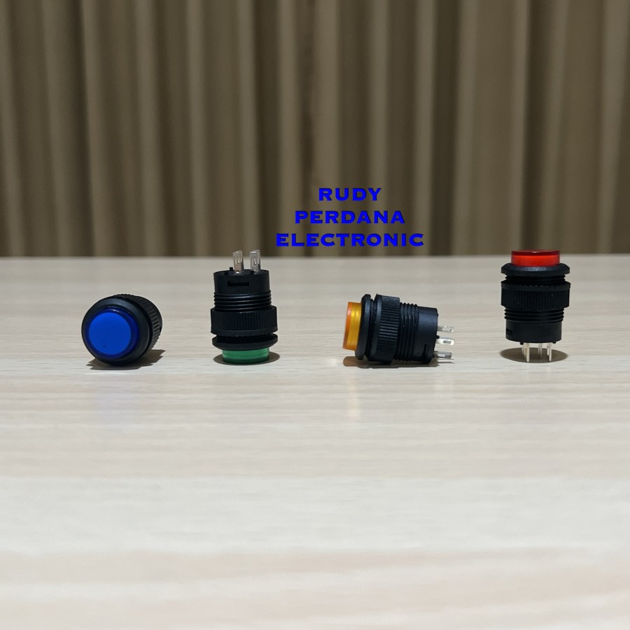 SWITCH PUSH BUTTON SAKLAR ON 4 PIN BULAT 3A 250V 5A 30V R16-503BD