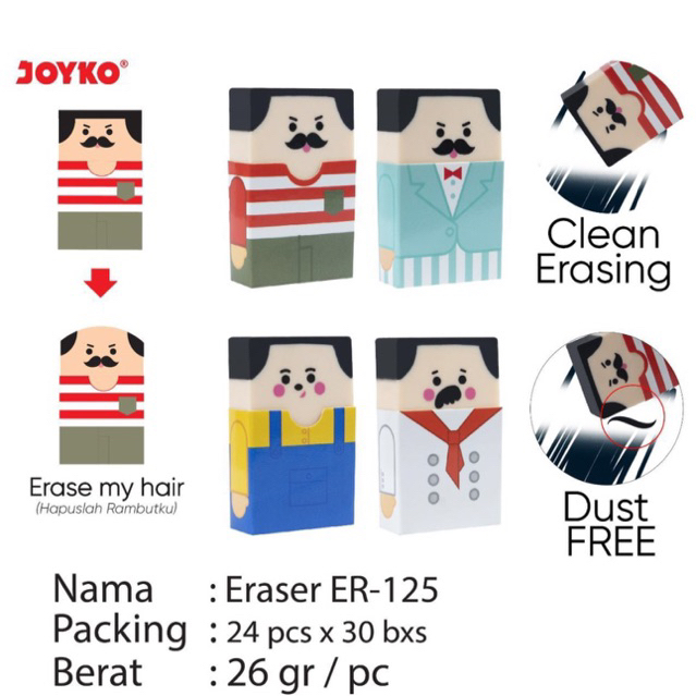 

( 1pcs ) Joyko Eraser ER-125 ER 125 / Penghapus Unik Kepala Botak Berkualitas