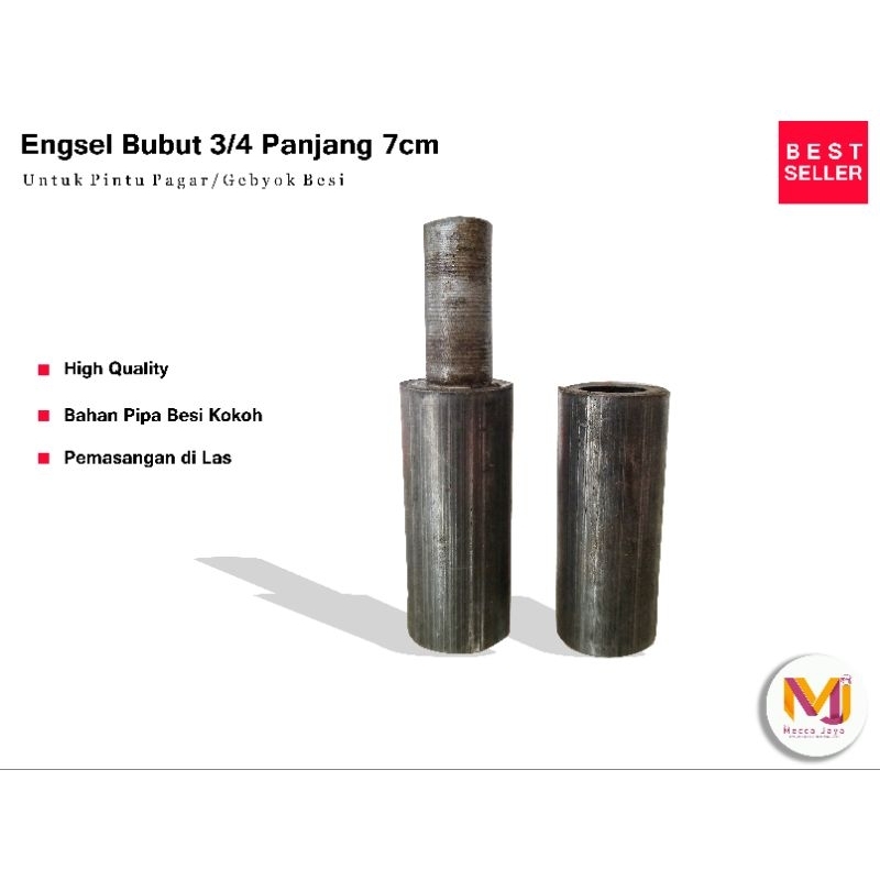 Engsel Bubut 3/4 Panjang 7cm | Untuk Pintu Pagar Besi,Dll