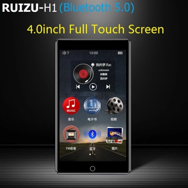 RUIZU H1 32GB TouchScreen 4.0 Inci MP4 Player Bluetooth Pemutar Musik Mendukung Radio FM Video E-book