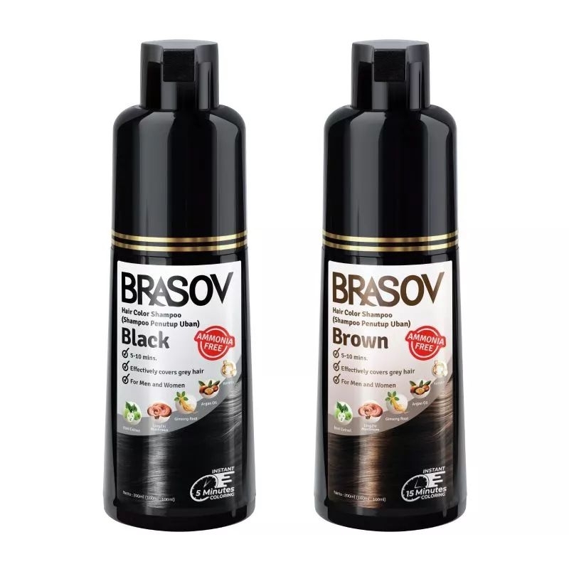 [20ml] Brasov Hair Color Shampoo Black | Brown | Shampoo Penutup Uban