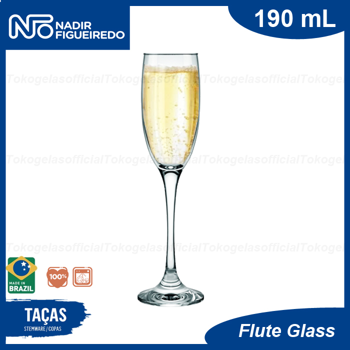 NADIR Gelas Kaki Champagne Flute 190 ml - Gelas Champagne Flute - Gelas Flute - Gelas Kaca - Gelas W