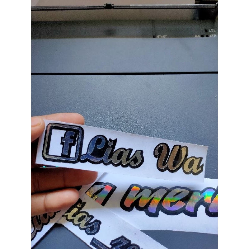 STIKER CUSTOM CUTTING WARNA SILVER LINE HITAM BISA REQUEST NAMA/TEXT SEMAUNYA.