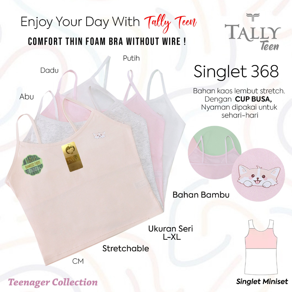 TALLY 368 SINGLET CROP TOP ANAK PEREMPUAN TALI KECIL (diatas pusar)
