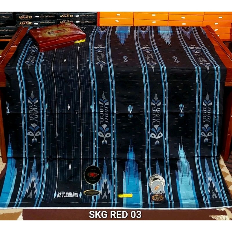 SARUNG KETJUBUNG SKG RED/GOLD MESRES JAHIT TENGAH