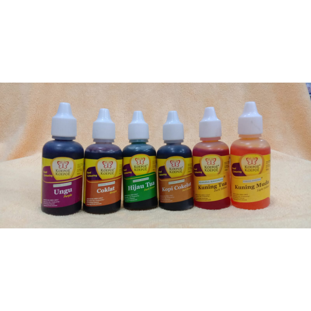 SALE! MURAH / PEWARNA MAKANAN KOEPOE KOEPOE 30ml MERAH KUNING COKELAT BIRU HITAM BANYAK WARNA / FOOD COLOURING