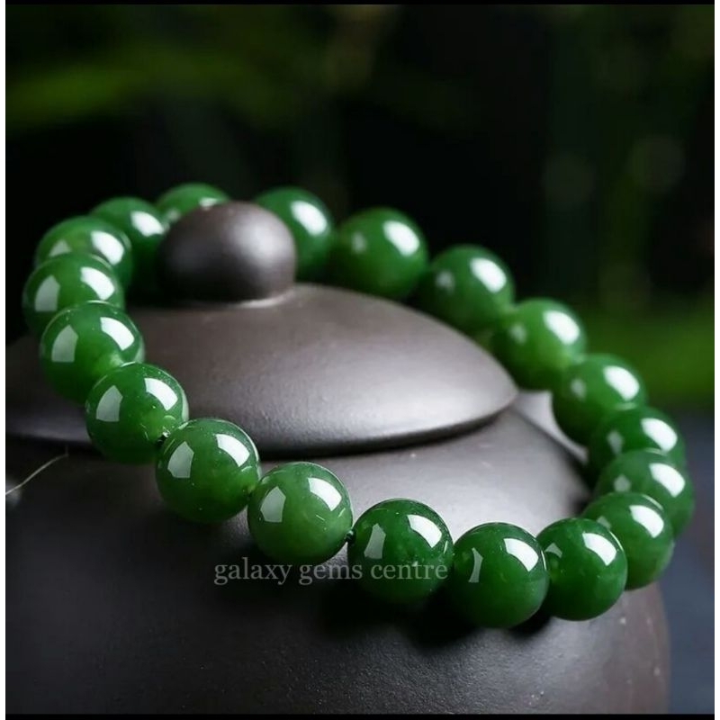 Gelang Batu Natural Giok Hijau Tua