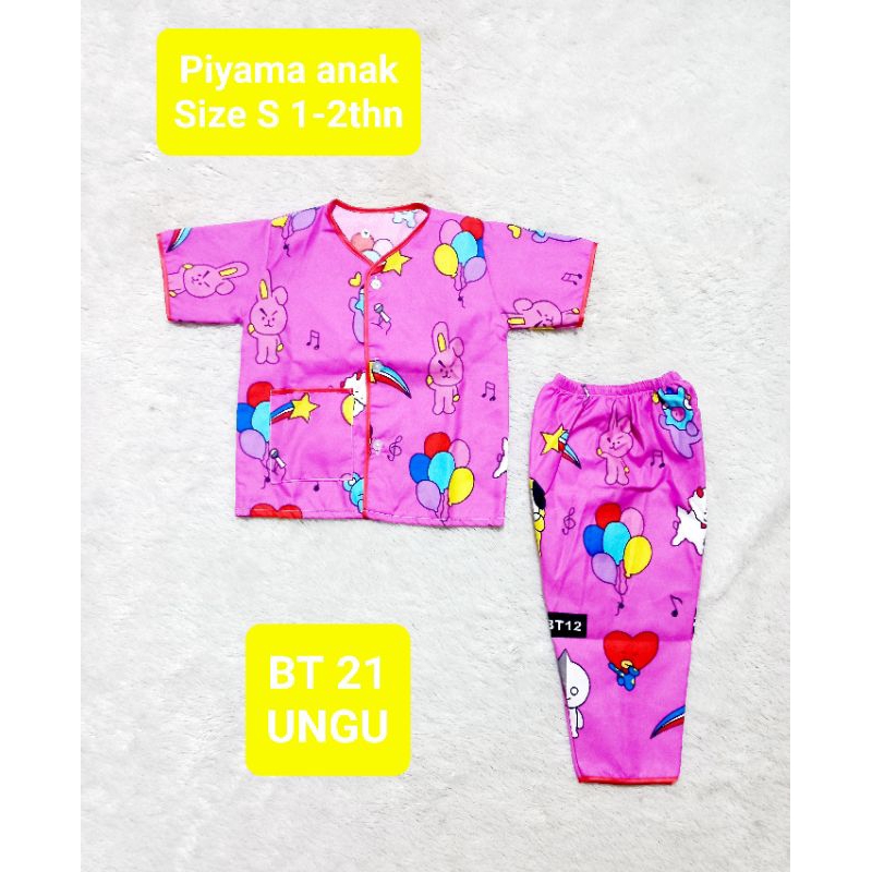 Piyama anak motif karakter 1-2thn. bisa pilih motif. katun dispers. baju anak.