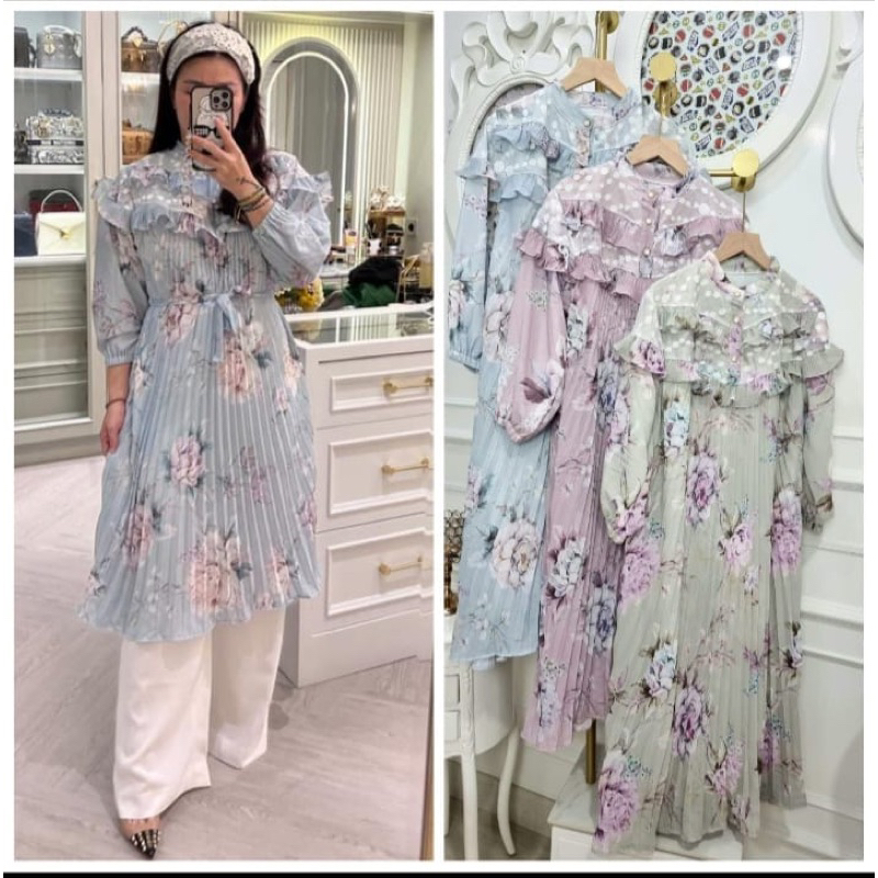 Dress Plisket Import Meijiwang