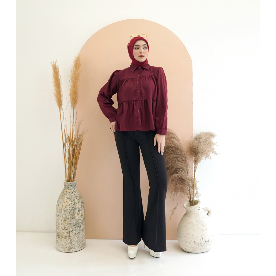 Kemeja Atasan CINDY Motif Basic Kualitas Import Bahan Shakila