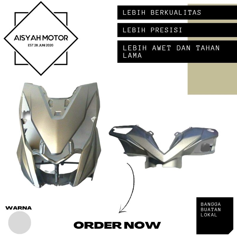 Cover Bodi Batok Depan Cover Dasi Tameng Honda Beat FI Esp Eco Warna Silver Tahun 2017-2019