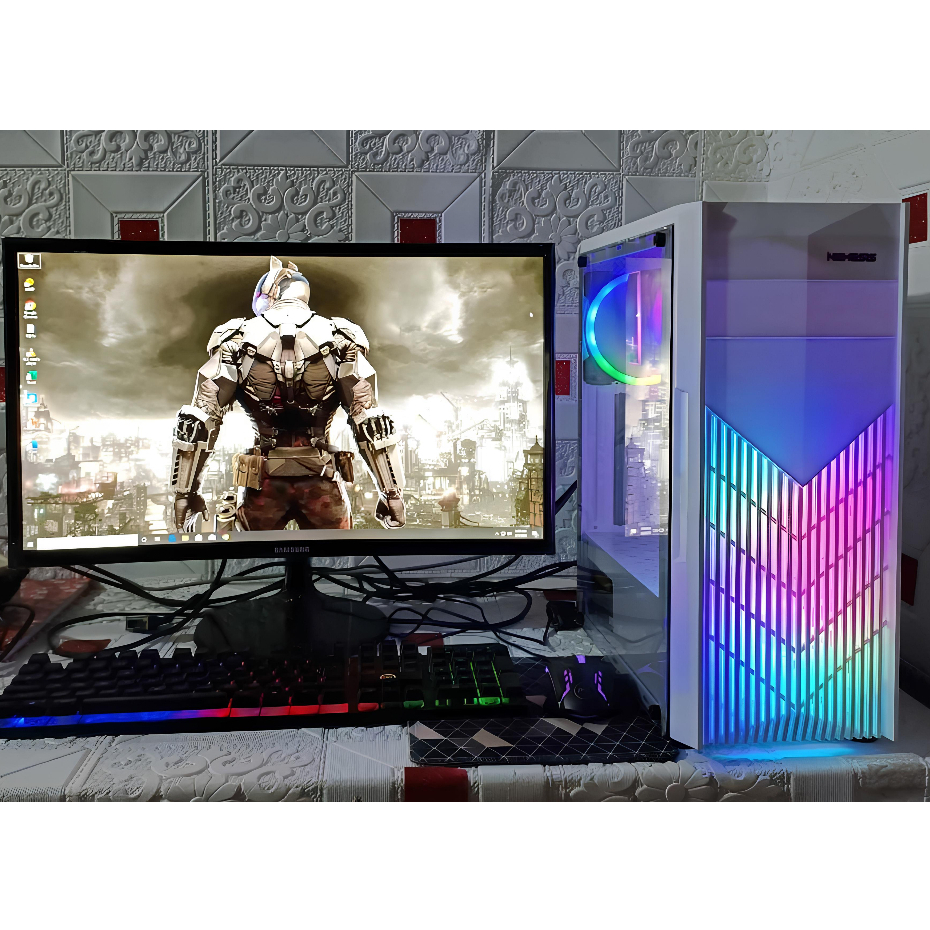 Pc Gaming core i7/vga 4gb ddr5/ram 16gb/hdd 1tb/ssd 120gb/monitor 24in curved fullset siap pakai