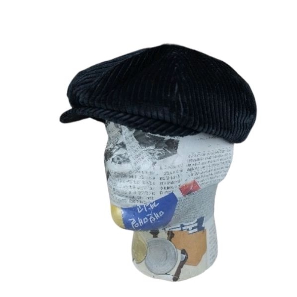 Newsboy cap Corduroy hitam Topi klasik original premier
