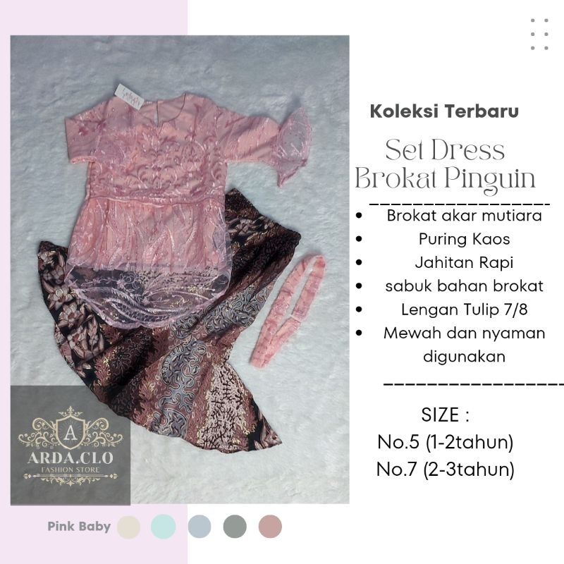 { arda.clo } BISA COD BAJU SET KEBAYA BRUKAT PINGUIN  ANAK  1 - 12TAHUN MEWAH / ROK DUYUNG SETELAN KEBAYA BROKAT ANAK KEKINIAN