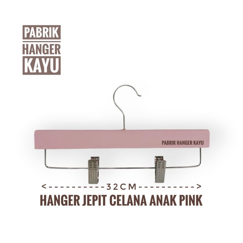 HANGER JEPIT CELANA ANAK PANJANG 32CM PINK