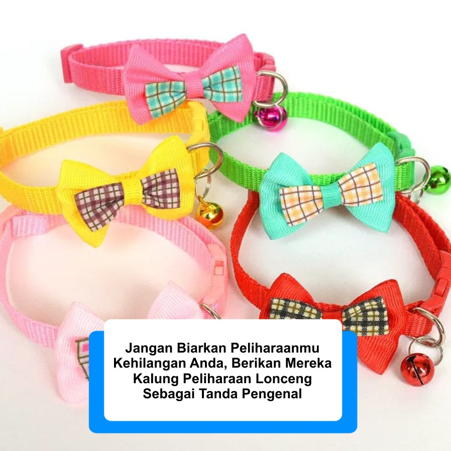 Kalung Kucing Lonceng ZamZam H438 Keren  Tali Leher Hewan Peliharaan lucu Cat Dog Collar Motif Pita