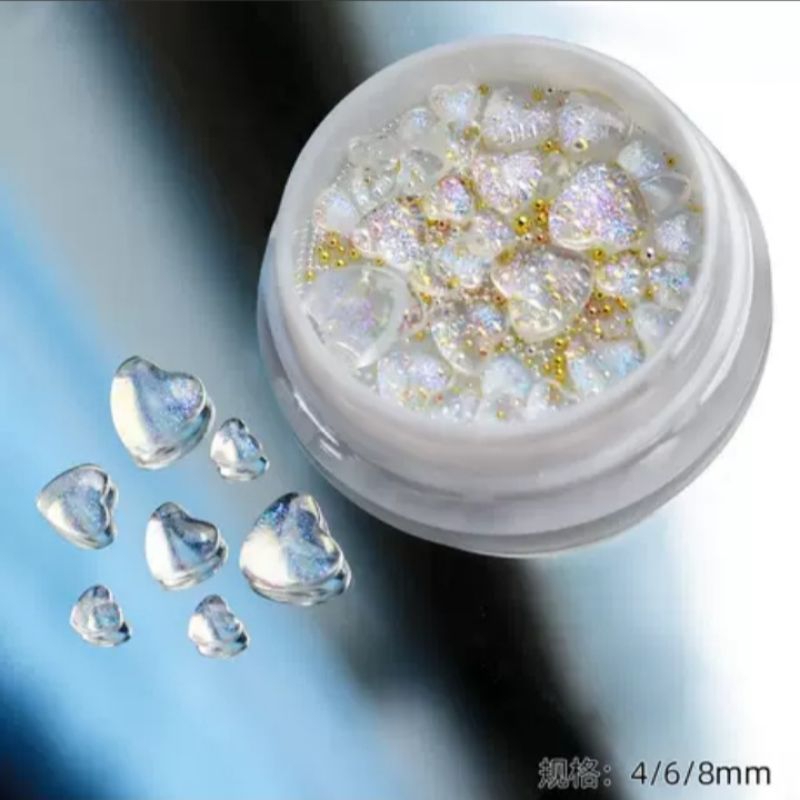Hiasan bentuk Hati mixed 4-8mm untuk dekorasi Nail Arts