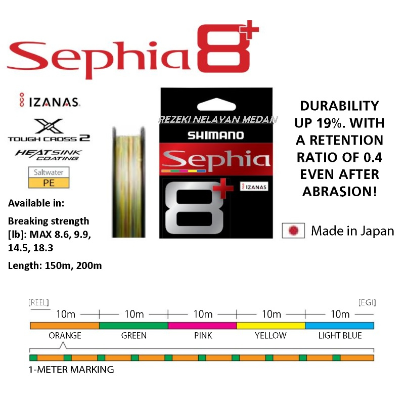 SENAR PE SHIMANO SEPHIA 8+ 150m / 200m | Senar PE Eging